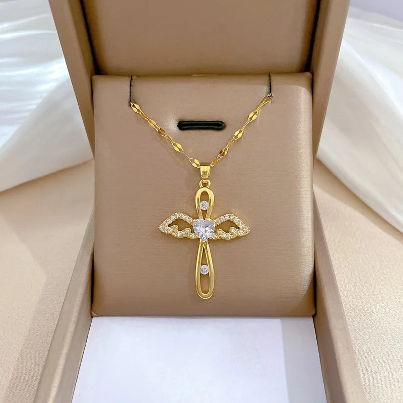 Shiny Luxury Zircon Cross Pendant Necklace Main image