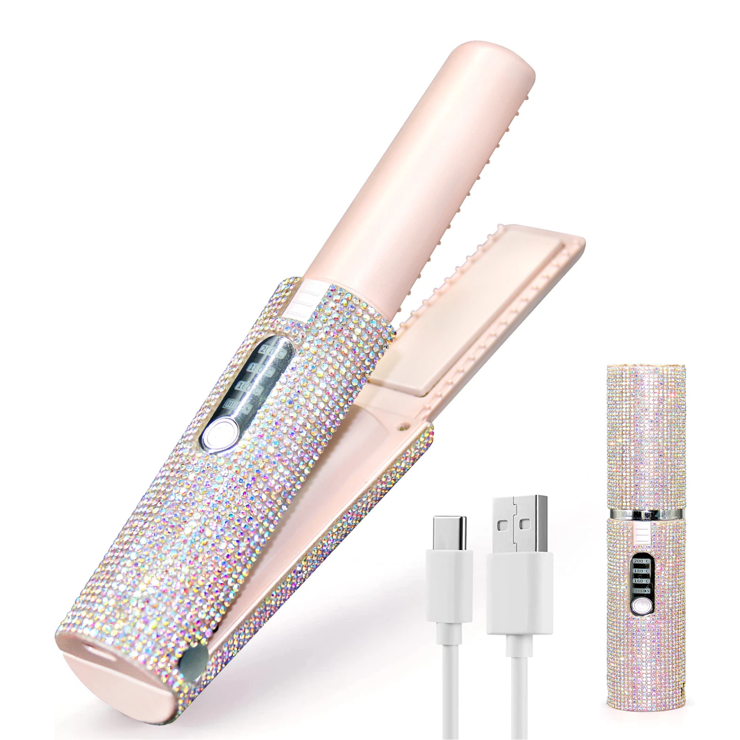 Portable Hair Straightener With Rhinestones Main image