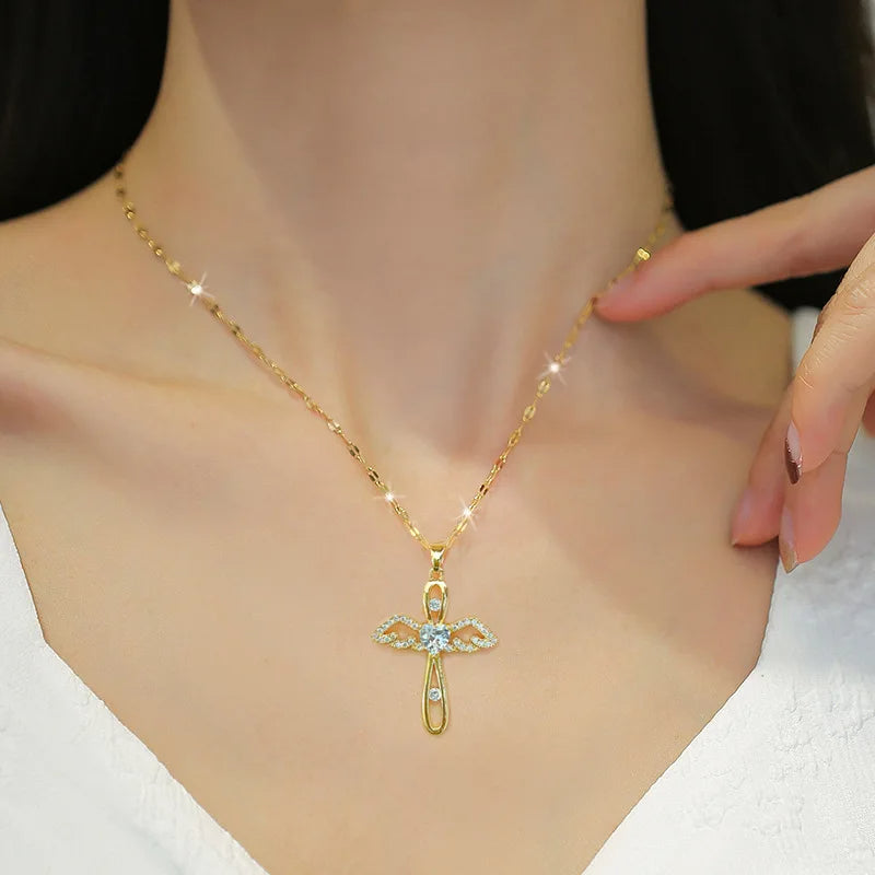 Shiny Luxury Zircon Cross Pendant Necklace Secondary image