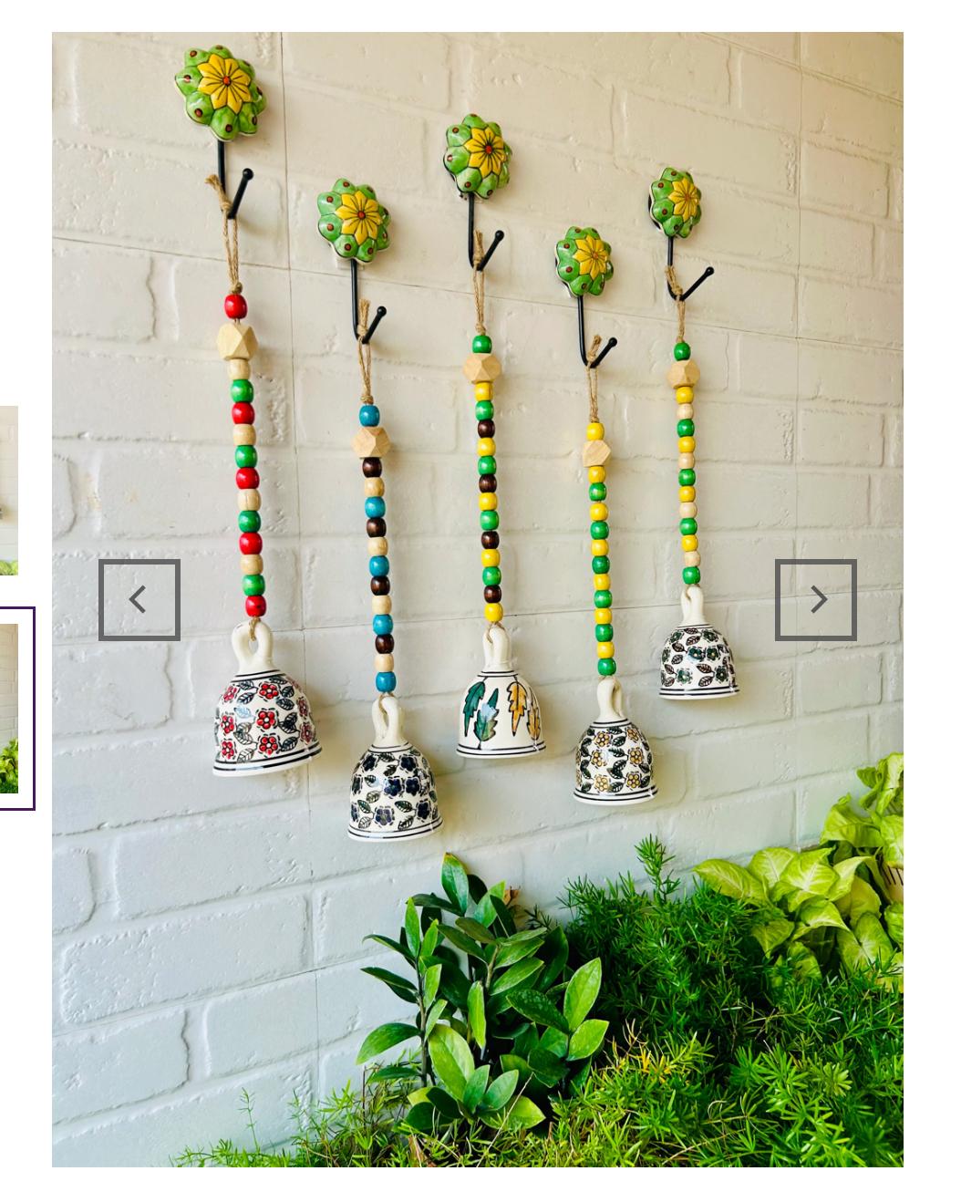 Ceramic Beaded Bells: Hand-Painted Wall Decor with Ceramic Hooks Secondary image