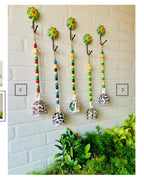 Ceramic Beaded Bells: Hand-Painted Wall Decor with Ceramic Hooks