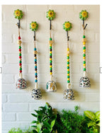 Ceramic Beaded Bells: Hand-Painted Wall Decor with Ceramic Hooks