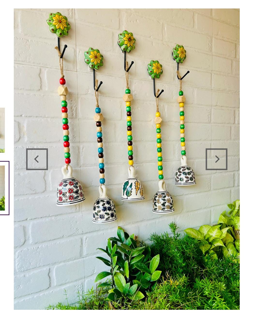 Ceramic Beaded Bells: Hand-Painted Wall Decor with Ceramic Hooks Secondary image