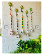 Ceramic Beaded Bells: Hand-Painted Wall Decor with Ceramic Hooks