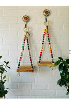 Colorful beaded mini shelves with ceramic hooks for indoor plants and wall decorations