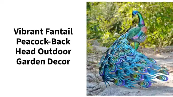 Vibrant Fantail Peacock-Back head Outdoor Garden Decor by@Outfy